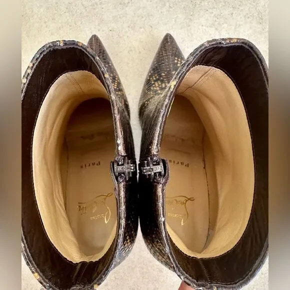 CHRISTIAN LOUBOUTIN So Kate Leather Snake Embossed Dark Brown Boots 85 EU 38 US8 - Picture 12 of 15